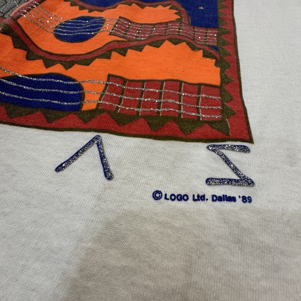 VTG '89 Single Stitch Dallas Texas T Shirt Graphic Print Coyote Glitter Sz Large - Picture 2 of 7